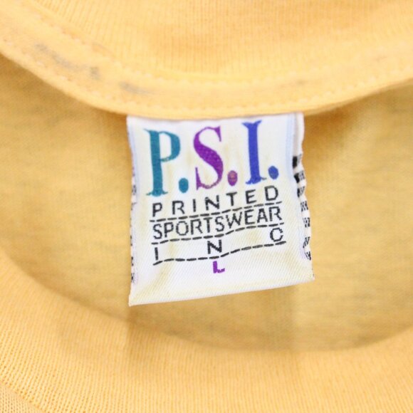 Vintage P.S.I Shirt Mens Large Yellow Short Sleeve Baltimore Sun Graphic Art Y2k - Picture 6 of 9
